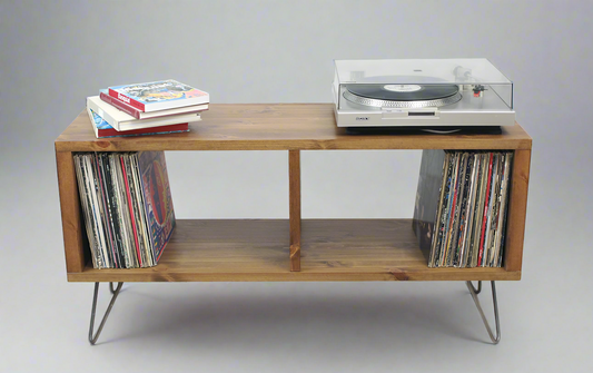 Wooden Industrial, Record Player Stand, Record Storage Cabinet, TV stand, Records Stand - Middle Divider